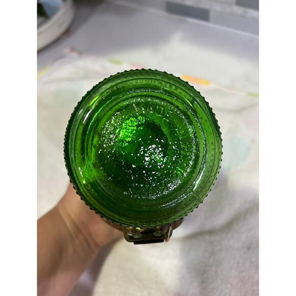 Vintage Stock Mini Oil Lamp with Dark Green Font and Light Green Glass Topper - Picture 4 of 6